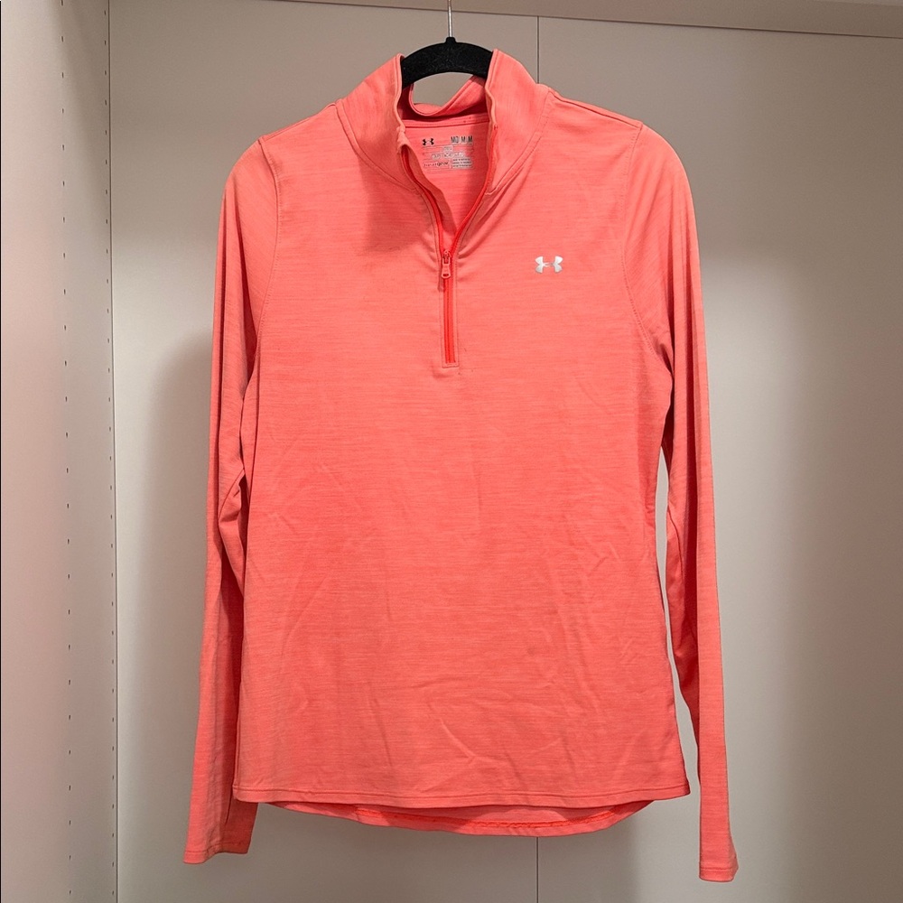 Under Armour Women's Bright Coral Quarter-Zip Sweatshirt
